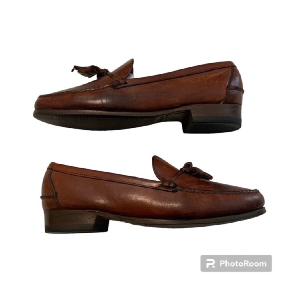 Baker Benjes Men’s Brown Leather Tassel Loafers Slip-On Dress Shoes Size 8D